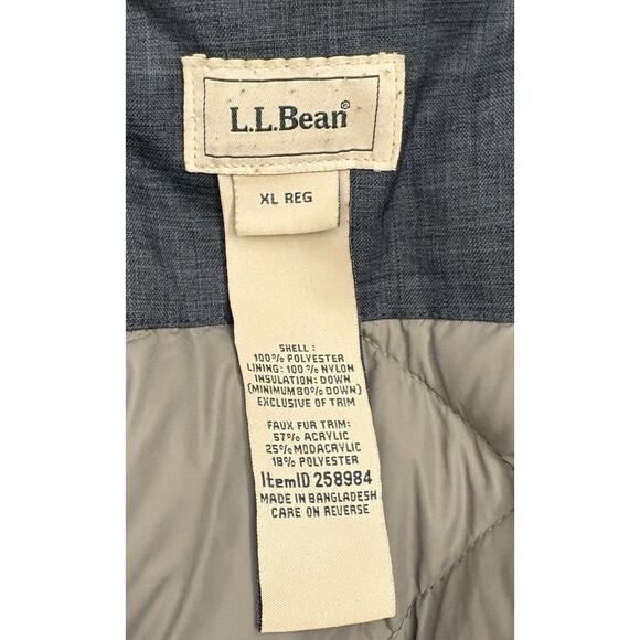 LL Bean Women's Down Tek Parka Jacket Blue Hooded Size XL Detachable Hood - Picture 3 of 10